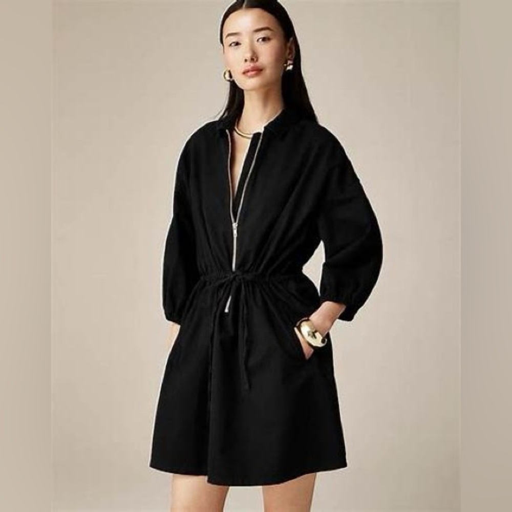 J.Crew Cinched zip up dress in drapey cotton CA555
